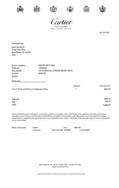 cartier exchange policy|cartier receipt.